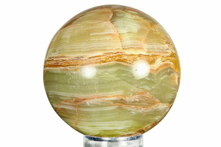 Polished Green Banded Calcite Sphere - Pakistan #301449